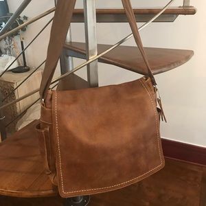 Roots Tribe Brown Leather Messenger Bag Unisex